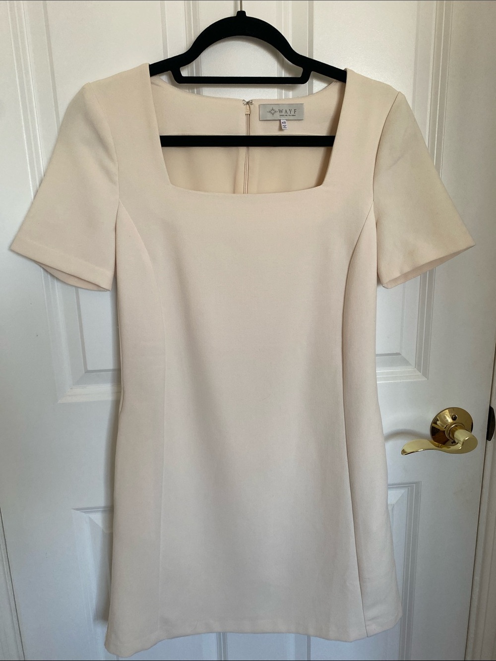 WAYF Cream Square Neck Short Sleeve Dress Size XS